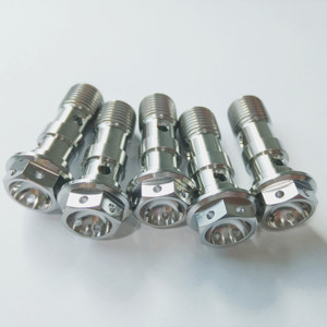 Garde5 <strong>Titanium</strong> Single Banjo Bolts M10x1.0 Brake Fitting Adapter M10 Metric Thread Single Banjo Bolt Universal M10 X <strong>1</strong> mm - Product Image 4