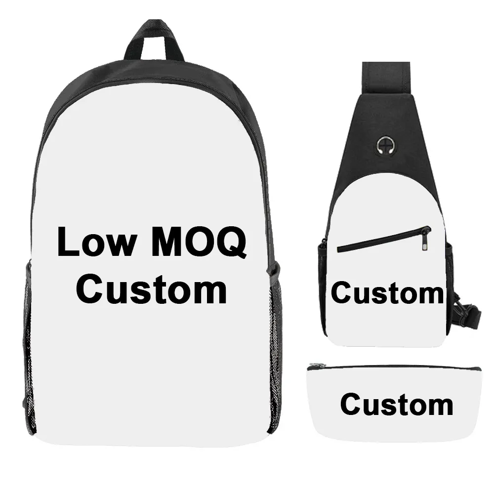 Custom Print Design Photo Logo Student Backpack Set Blank Sublimation Children Kids Custom Backpack With Logo