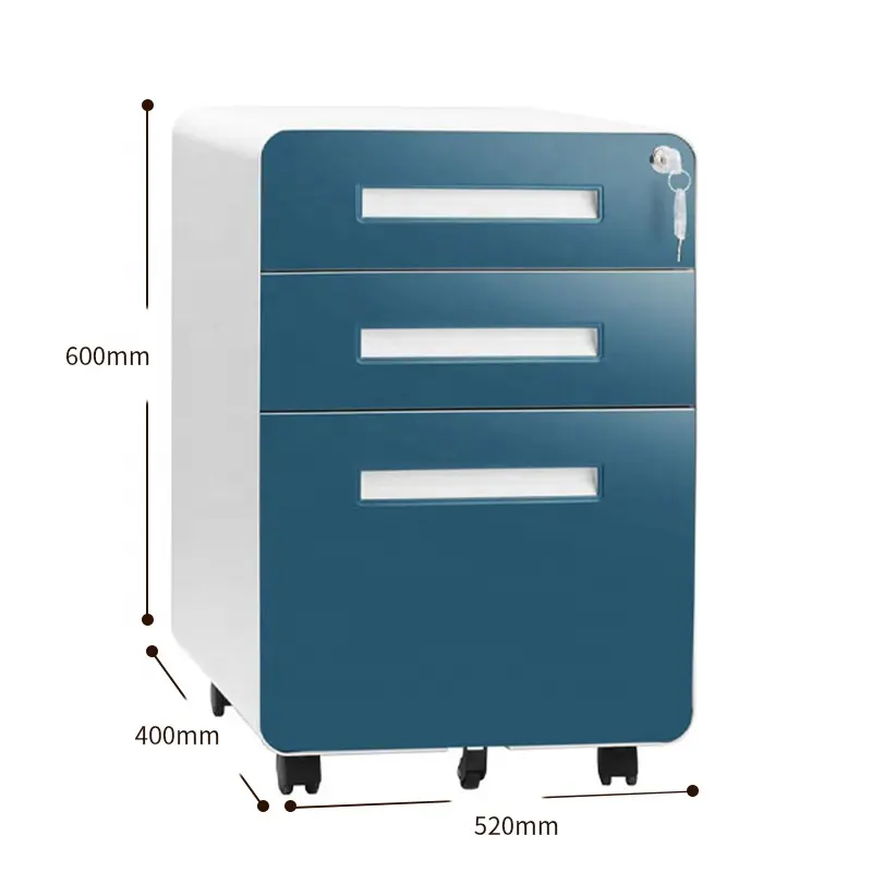 Office Furniture Metal Mobile Pedestal A4 File Three Drawers Steel Cabinet Moving Storage Cabinet Filing Cabinet