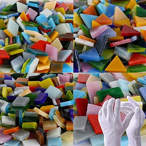 4 assorted colored glass shapes