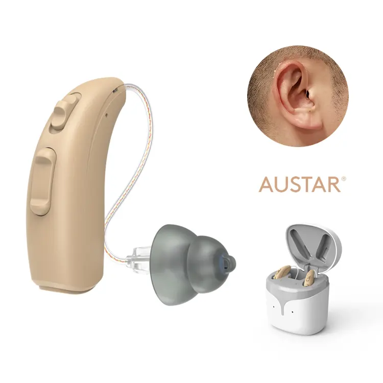 AUSTAR alat bantu dengar untuk anak senior, alat bantu dengar bte mikro pintar dapat diisi ulang untuk anak-anak