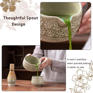 Iyi satış Matcha aracı Set bambu çırpma Chasen seramik YEŞİL ÇAY kase emzik ile Matcha kaşık havlu ile 7 adet Matcha hediye kutu seti - Product Image 5