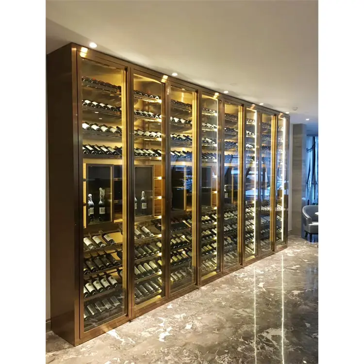 Personalizado vinho exibição adega ar condicionado temperatura controle inoxidável vinho armário