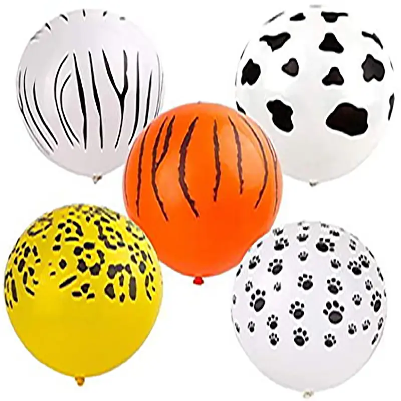 Globos de látex con estampado de animales para fiesta, decoración de jungla, Safari, cebra, Tigre, leopardo, perro, ciervo