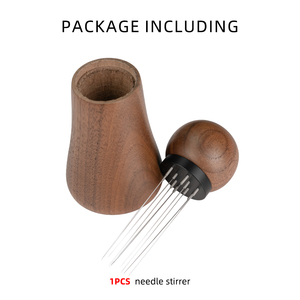 1SET批发天然木柄针式分配器，带木架专业咖啡师WDT分配工具 - Product Image 2