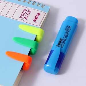 Foska Cincel Tip Marker Pen Personalizado 6 Colores Fluorescentes Surtidos Highlighter Pen Marker con Clip Cap