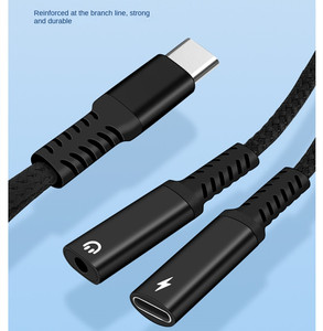 60W PD Splitter 2 in 1 tip C çift USB C ses şarj adaptörü tip C kulaklık hızlı şarj kablosu iphone 15 için - Product Image 5