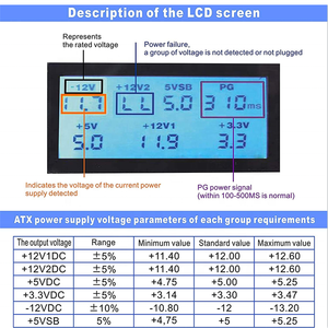 LCD-Display PC Computer Check Schnell bank versorgung Leistungs messung Diagnose Pin Netzteil tester Digital Tester Tools - Product Image 5