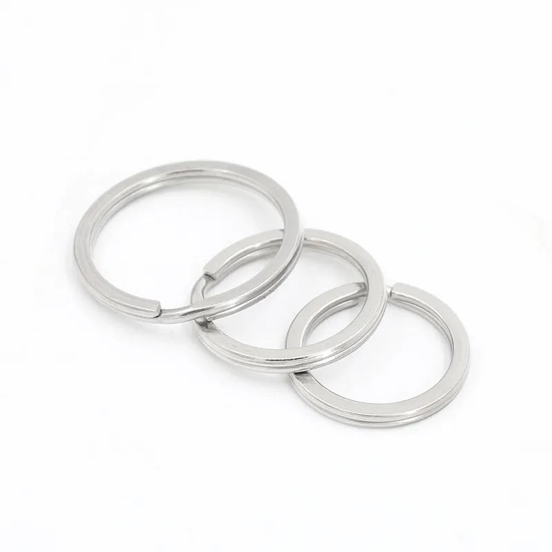 Hochwertige Edelstahl geteilte flache Schlüssel ring Metall Schlüssel ring Teile Werbe kreis Durchmesser 15/20/25/28/30/32/35/38mm