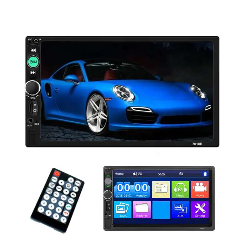2024 Duplo 2 din 7010b MP5 USB/TF/AUX/FM player multimídia para carro 7 "touch screen avto reprodutor rádio para carro