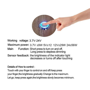 Silber/Goldbraun mit blauer Kontroll leuchte und Dual-Memory-Funktion, geeignet für LED-Licht mit DC 12V 24V Touch-Sensor - Product Image 6