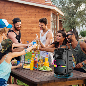 Sistema de sonido listo para fiestas con controladores duales de 30W, luces LED de discoteca y entrada de micrófono de Karaoke: el altavoz Bluetooth más fuerte