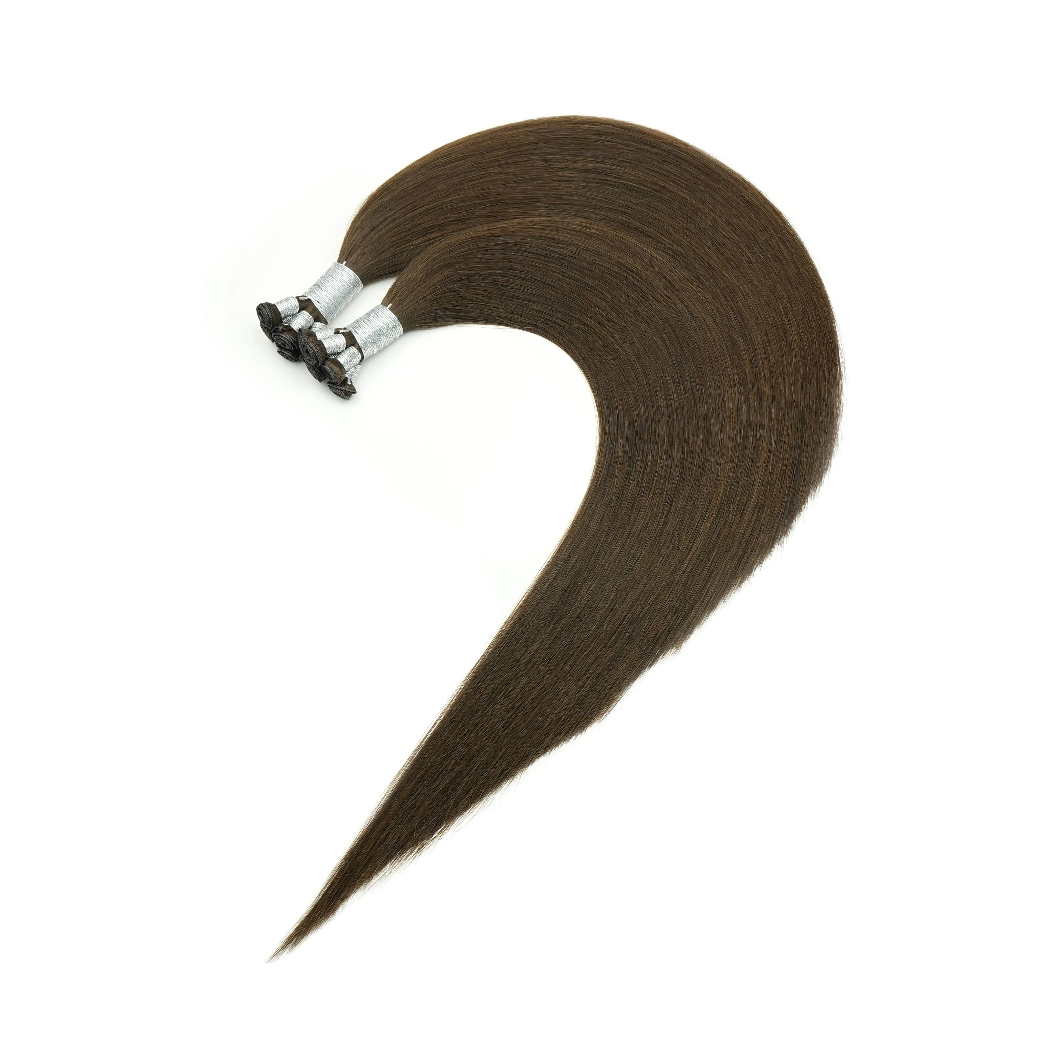 2024 cabello humano Natural de doble onda de alta calidad del Reino Unido suave y suave marrón profundo 100cm piel humana 100g cabello de punto de trama Genius