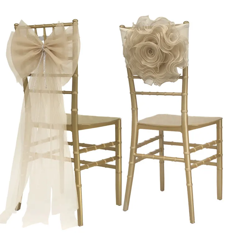 Fancy Wedding Chair Satin Sash Ribbon Chair Ribbon per banchetti Hotel Universal Chair Cover Back Tie forniture per banchetti