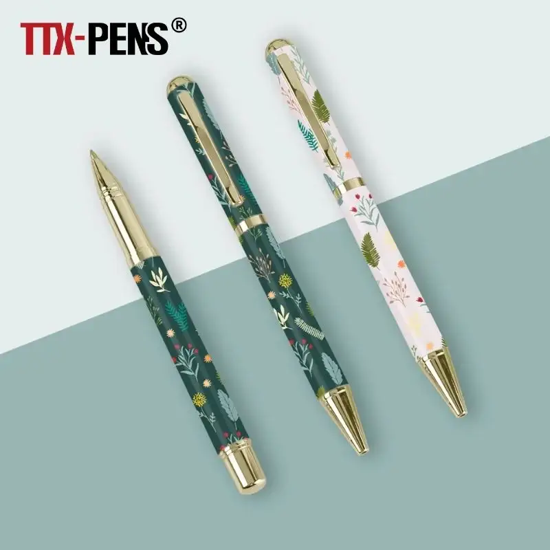 TTX Wholesale Custom Office Gift Advertising Stationery Promotional Heat Transfer Printing Metal Ballpoint Pens