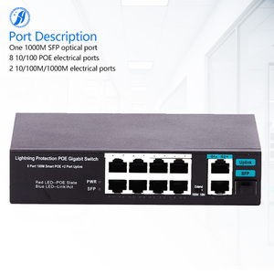 8 100Mbps PoE cổng 2 Gigabit 1 Quang Gigabit Mạng giám sát chuyển đổi VLAN chức năng <span class=keywords><strong>Ethernet</strong></span> thông tin liên lạc 1000m 100m kho - Product Image 1