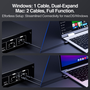 TESmart çift monitör USB-C KVM yerleştirme istasyonu kiti 4K60Hz MST 2 dizüstü bilgisayarlar için EDID & 2 adet USB 3.0 4x2 KVM anahtarları - Product Image 2
