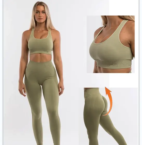 Venta al por mayor de las mujeres de cintura alta ropa deportiva para correr ropa de entrenamiento de fitness leggings pantalones de yoga conjuntos para mujeres para damas