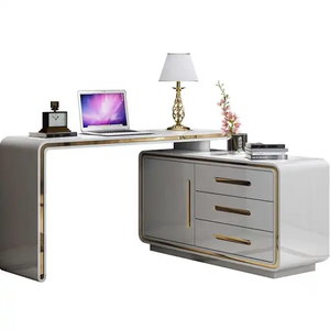 Escritorio de estudio de ordenador al por mayor con estantes de almacenamiento y mesa de escritorio de gabinete para oficina en casa - Product Image 1