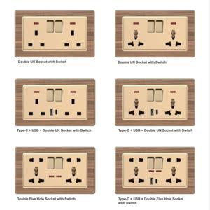 UK/BS Standard Fabrik preis Wand schalter Holzmaserung PC Druckknopf schalter Home Hotel Verwenden Sie Steckdosen