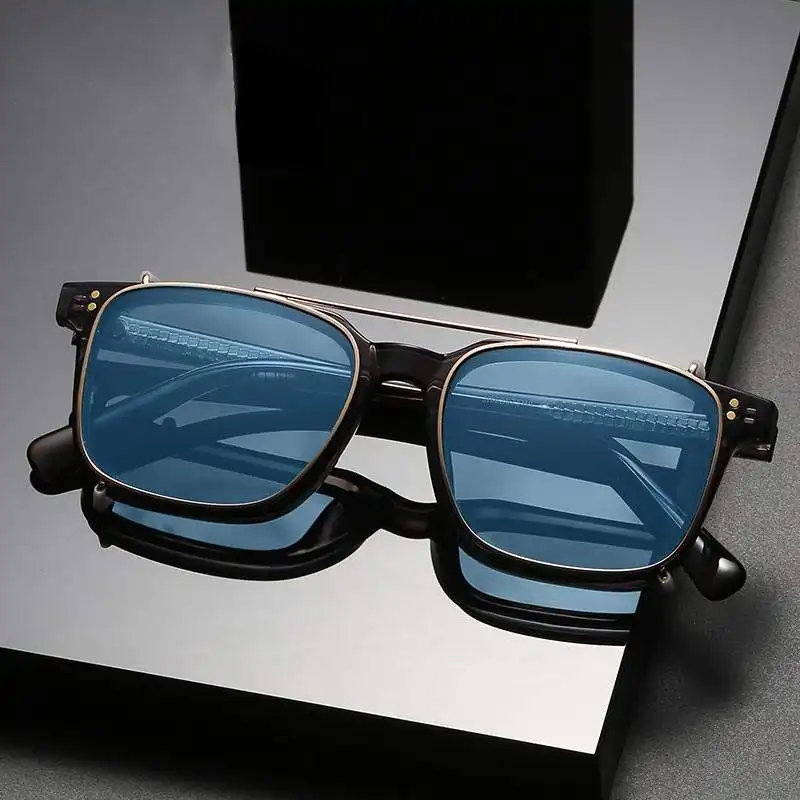 Terbaru penjualan terlaris pabrik grosir mode terpolarisasi tabir surya kacamata mengemudi klip lensa tren uniseks persegi kacamata Retro