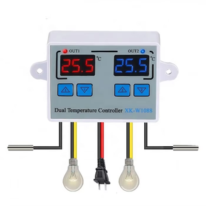 XK-W1088 Dual Digital Thermostat <strong>Temperature</strong> <strong>Controller</strong> <strong>Two</strong> Relay <strong>Output</strong> Thermoregulator for incubator Heating Cooling - Product Image 1