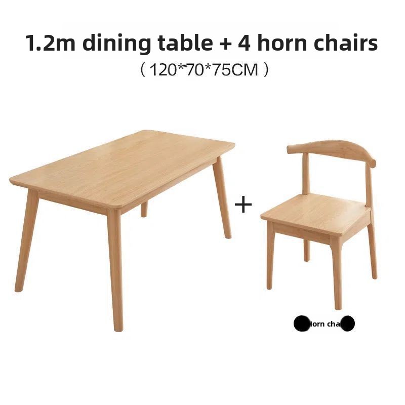 Table simple 120*70 + chaise en corne*4 (tout en bois massif)