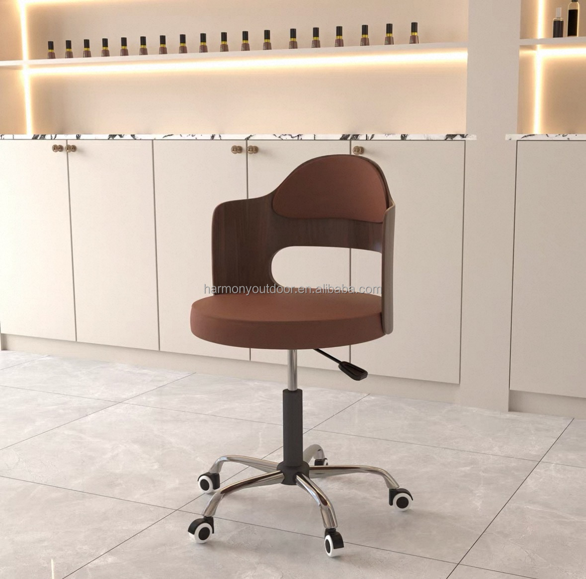 Brown-roller skating chair