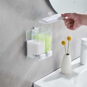 バスルームとシャワー用,1000ml ABSプラスチック製ウォールマウント手動石鹸ディスペンサー両面ハンド液体石鹸