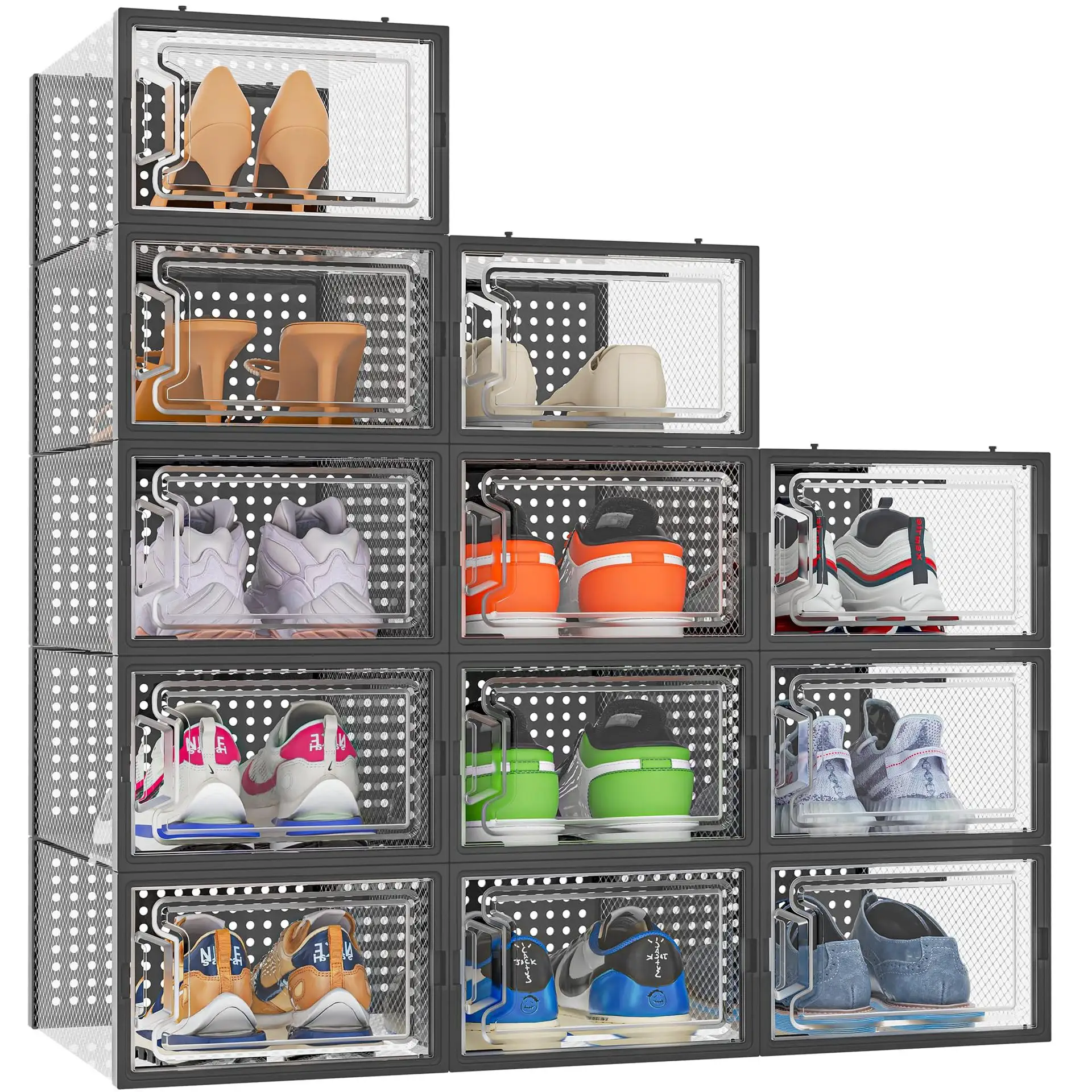 Wholesale Stackable Removable Clear Shoe Box Shoe Box Transparent Folding Shoe Cabinet
