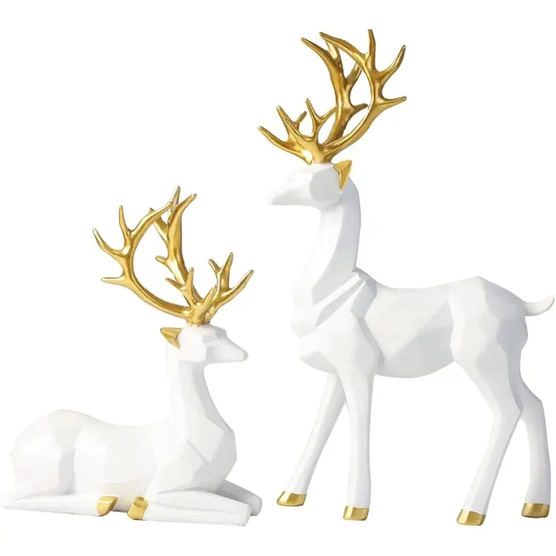 Bustes de cerfs, Figurines de renne de noël, décorations pour la maison, salon, meuble TV et armoire à vin