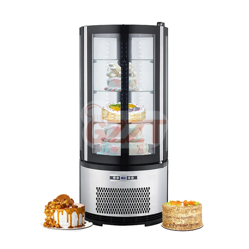 105L Digital controller Automatic defrost Air Cooling Bakery Refrigerator Upright Round rotating Cake Fruit Display Chiller