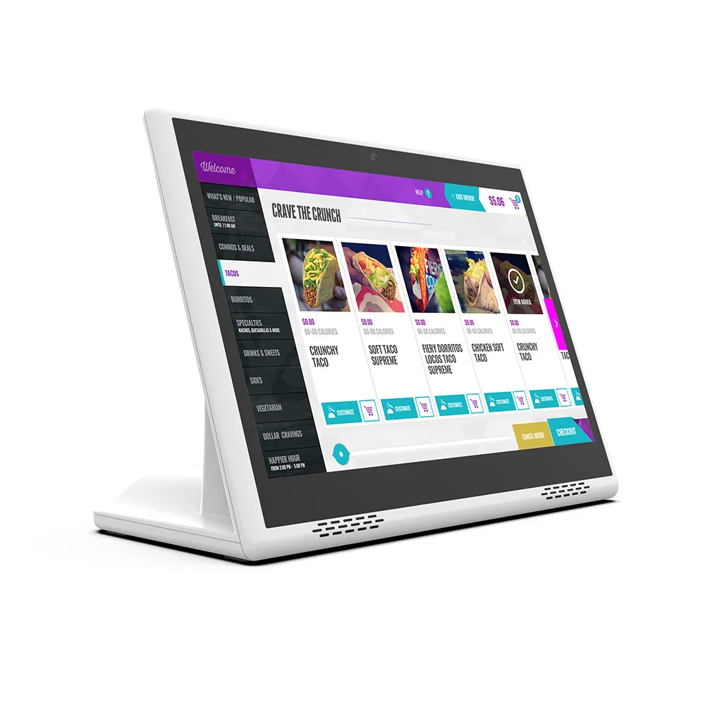 Tela de painel de toque inteligente para pagamento de mesa, tablet em forma de L para restaurante NFC POE, tela inteligente de 10,1 polegadas, menu eletrônico para pedidos, Koisk