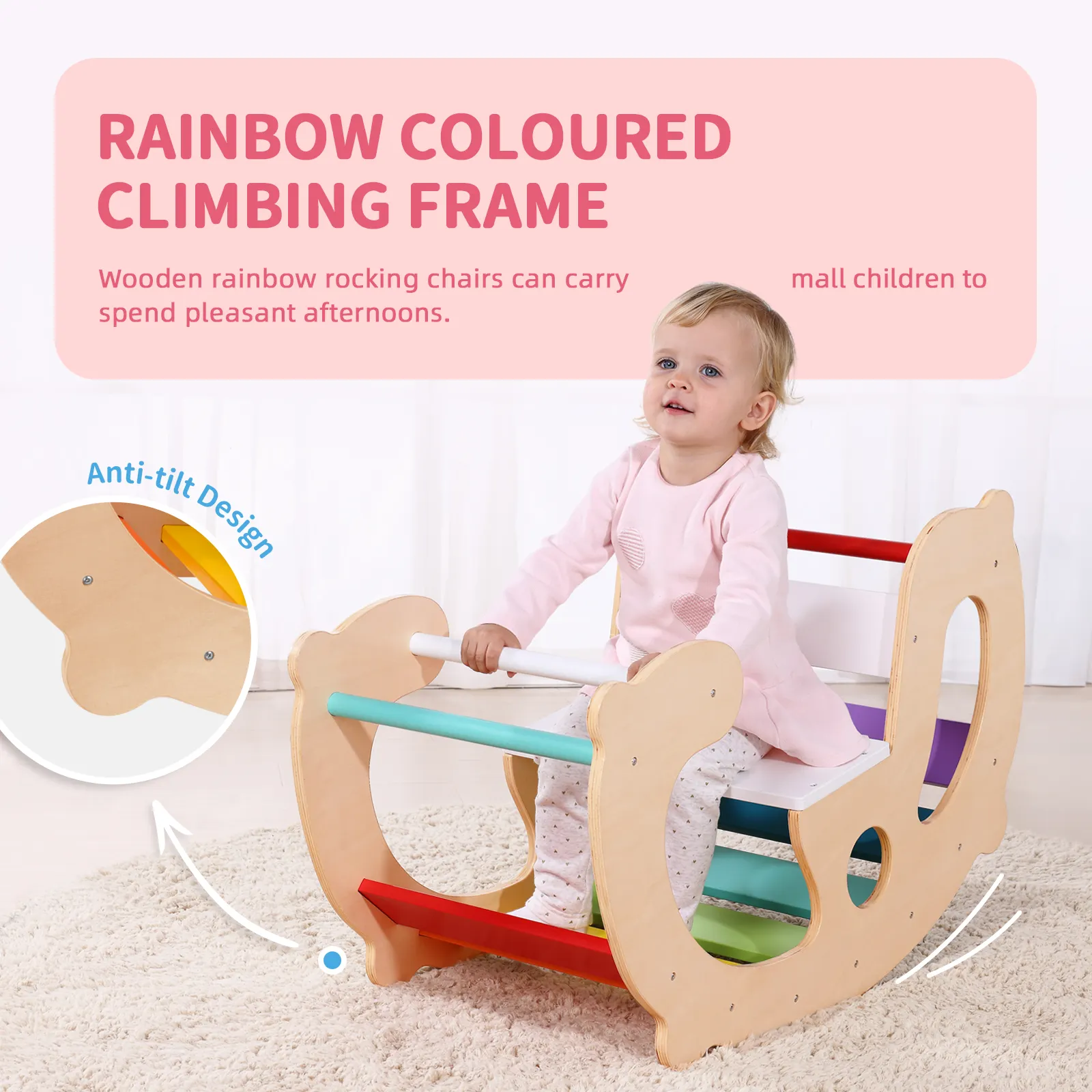 Arcs-en-ciel en bois pour enfants cadres d'escalade enfants Gym escalade jouets arc en bois chaise berçante pour enfants