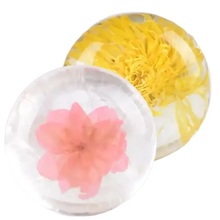 Savon à fleurs transparent de vente chaude savon fait main nettoyant pour le visage pour le ménage