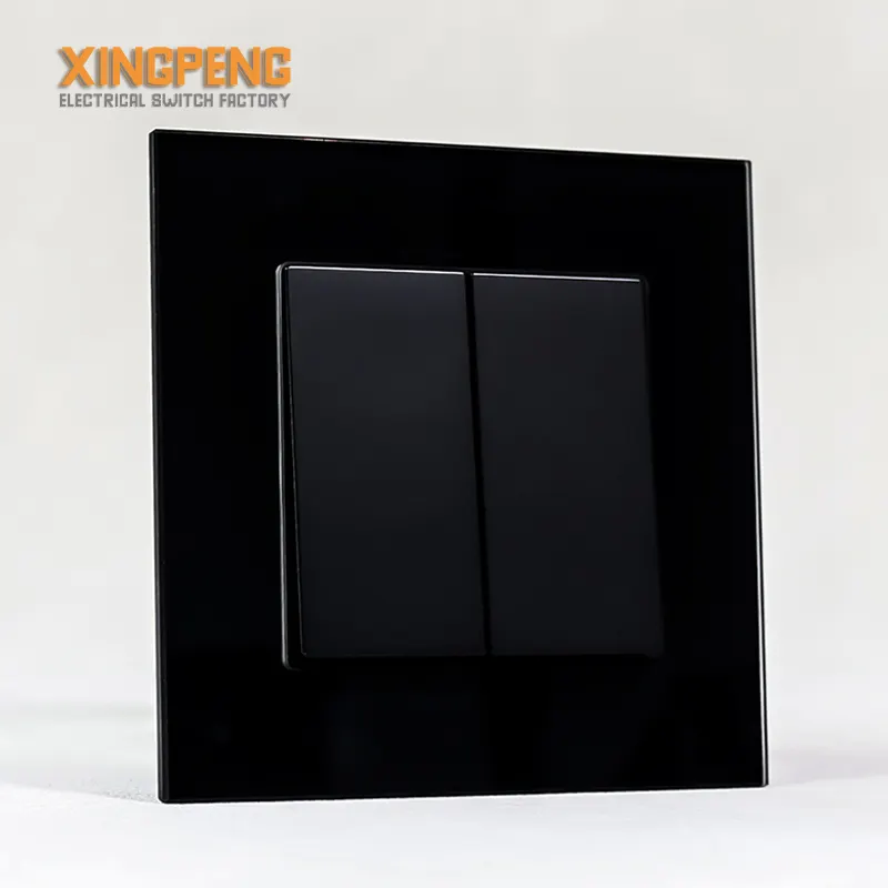 Eu Type 86*86mm Tempering Glass Panel Switch high quality light switch ce certified decorative light switch cover plate crystal