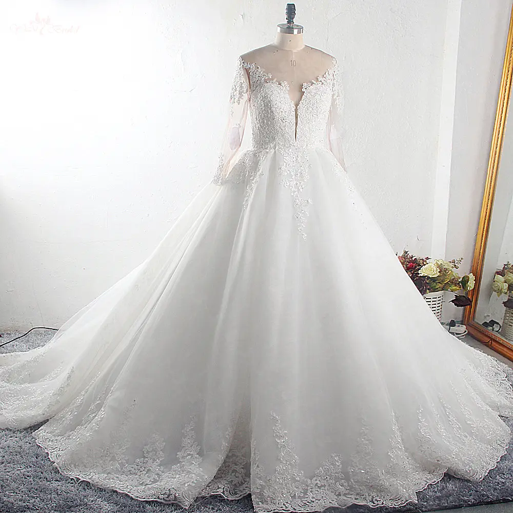 Vestido de novia de manga larga con foto Real, árabe, RSW1624