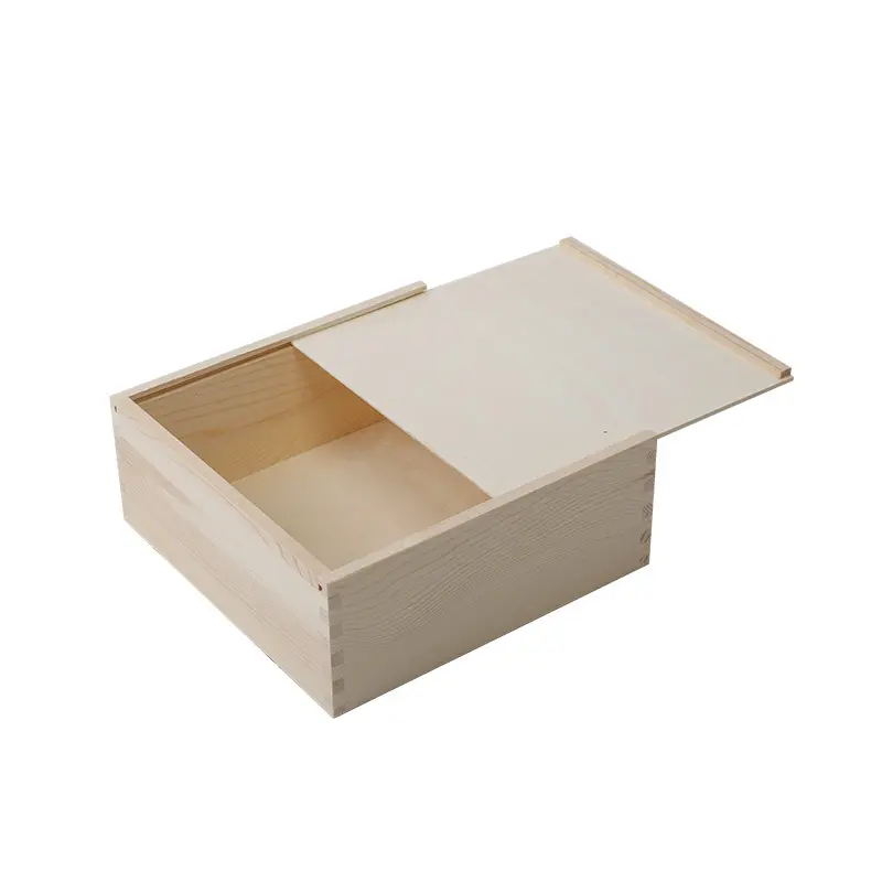 일반 나무 보석 선물 포장 상자 slid 뚜껑 광장 소나무 상자
