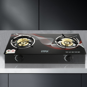 获奖之星自动压电点火炊具ST-9668 6MM玻璃2燃烧器炉灶燃气灶 - Product Image 3