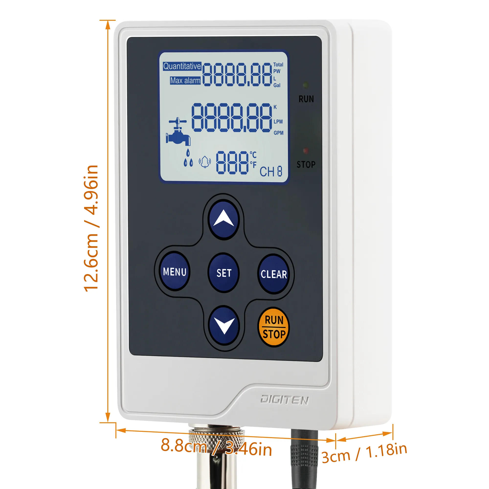 DIGITEN Water Flow Meter Controller LCD Display+G1" Flow Sensor Flowmeter+12V Power