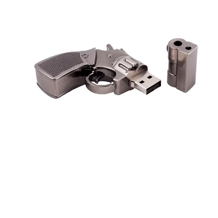 Wholesale metal simulation pistol U disk Thin shell gun USB disk LOGO revolver U disk 8G16G32G