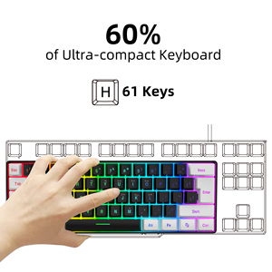 Teclado de película de 61 teclas diseño blanco y negro Mini teclado de juego teclado de sensación mecánica simple adecuado para computadora portátil de escritorio - Product Image 4