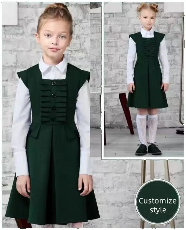 Tela de gasa de las muchachas de la ropa de los niños de la escuela diseño uniforme escuela internacional universal uniforme de la escuela