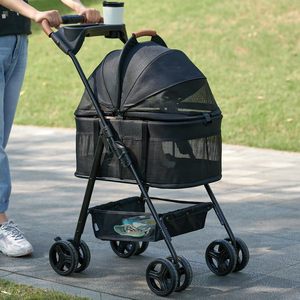 รถเข็นสัตว์เลี้ยง3 in 1พร้อมที่ใส่ถอดออกได้รถเข็นเด็กพับได้สำหรับสุนัขและแมวขนาดเล็ก/ขนาดกลางกันน้ำได้ทุกสภาพภูมิประเทศบังแดด - Product Image 1