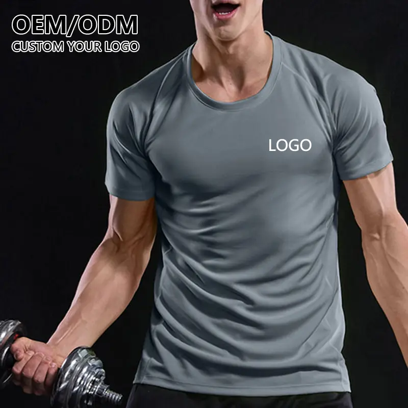 Camiseta do oem design personalizado seu próprio logotipo, camiseta esportiva de poliéster respirável para academia e corrida