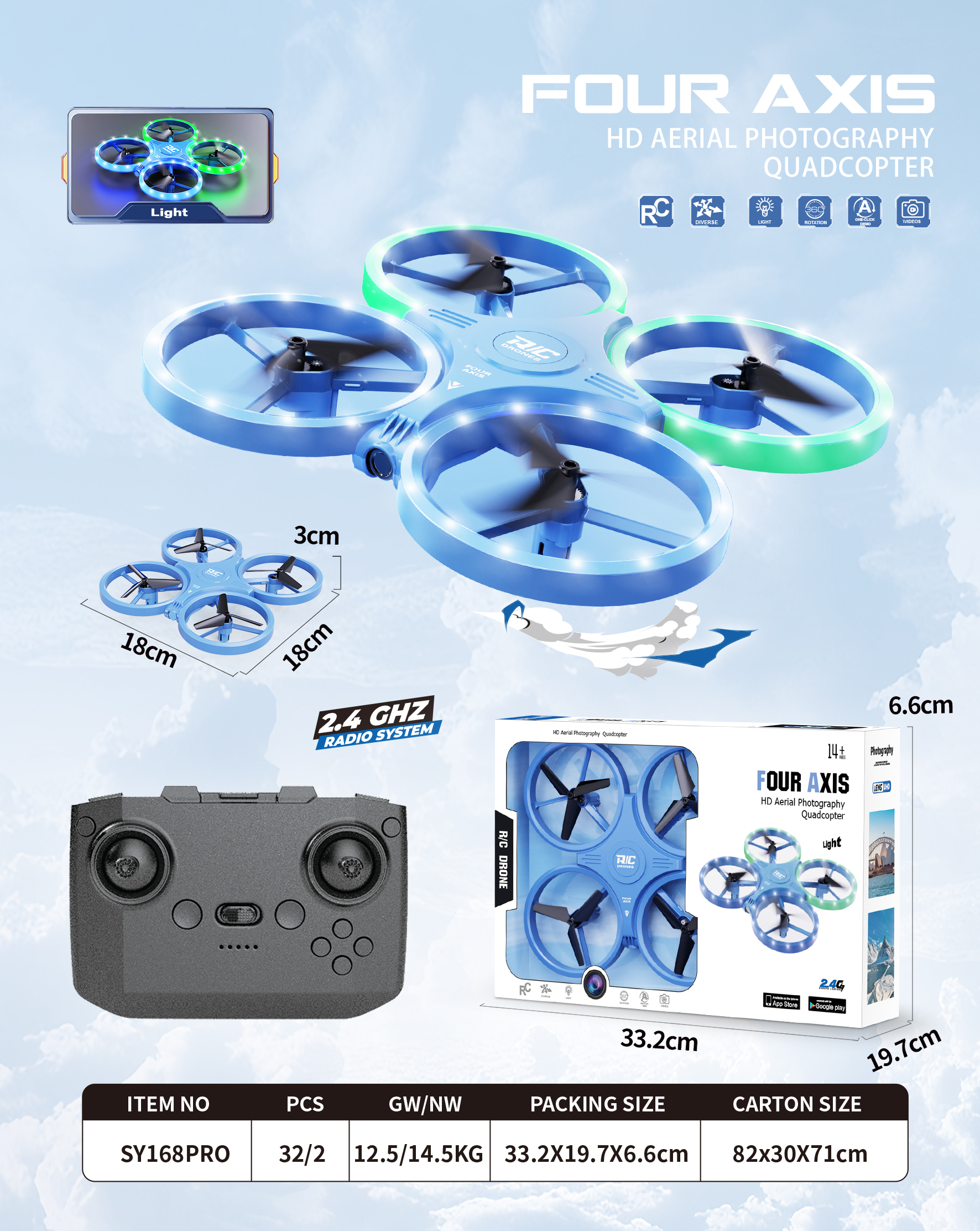 Bleu-SY168PRO-Pas de caméra