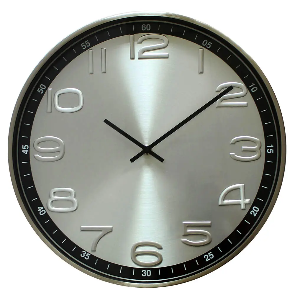 Скандинавские Роскошные Настенные часы Круглый Серебряный Корпус 3D цифровой циферблат современные классические металлические настенные часы