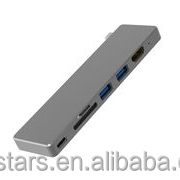 Adaptador <span class=keywords><strong>com</strong></span> HDMI + <span class=keywords><strong>USB</strong></span> 3.0 + <span class=keywords><strong>USB</strong></span>-C <span class=keywords><strong>USB</strong></span>-C + SD/TF Leitor de Cartão de Portas, <span class=keywords><strong>com</strong></span> a Função de Entrega de Potência