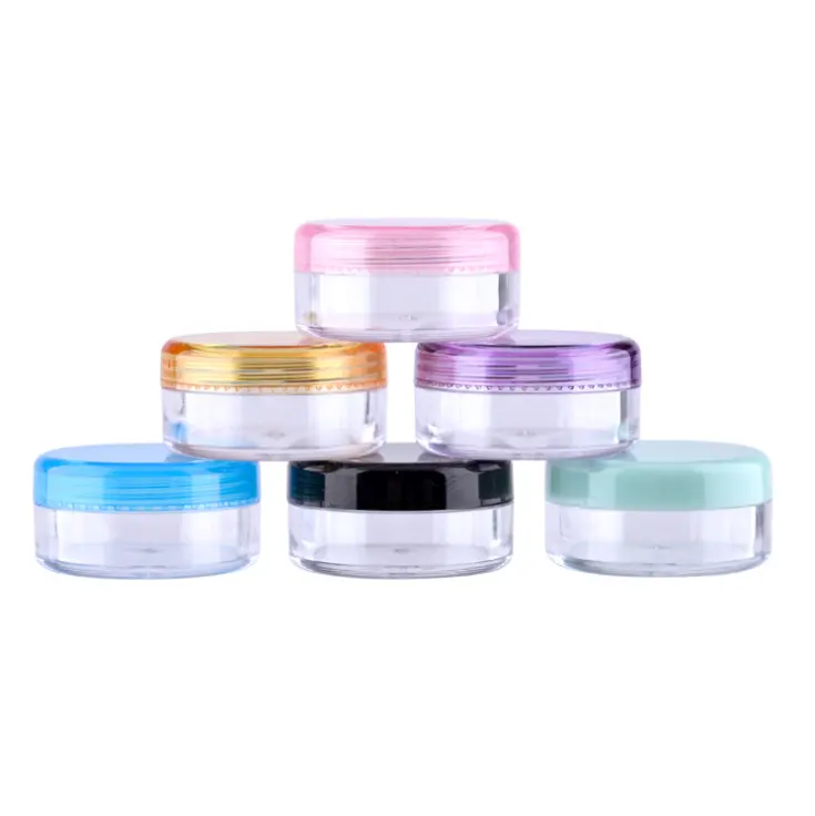 Frascos de plástico 5ml, frascos de plástico 10ml 15ml 30ml 50ml 60ml 100ml 200ml pet pp limpador de lábio em plástico transparente branco, recipiente para cosméticos frascos de creme