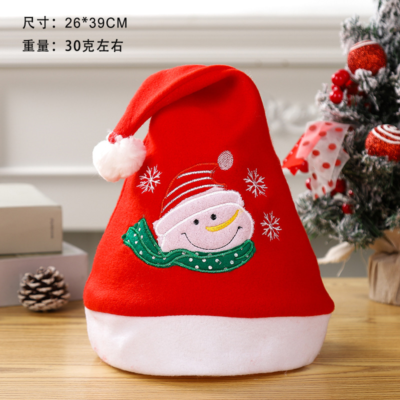 Adulte brossé brodé chapeau de noël de style bonhomme de neige